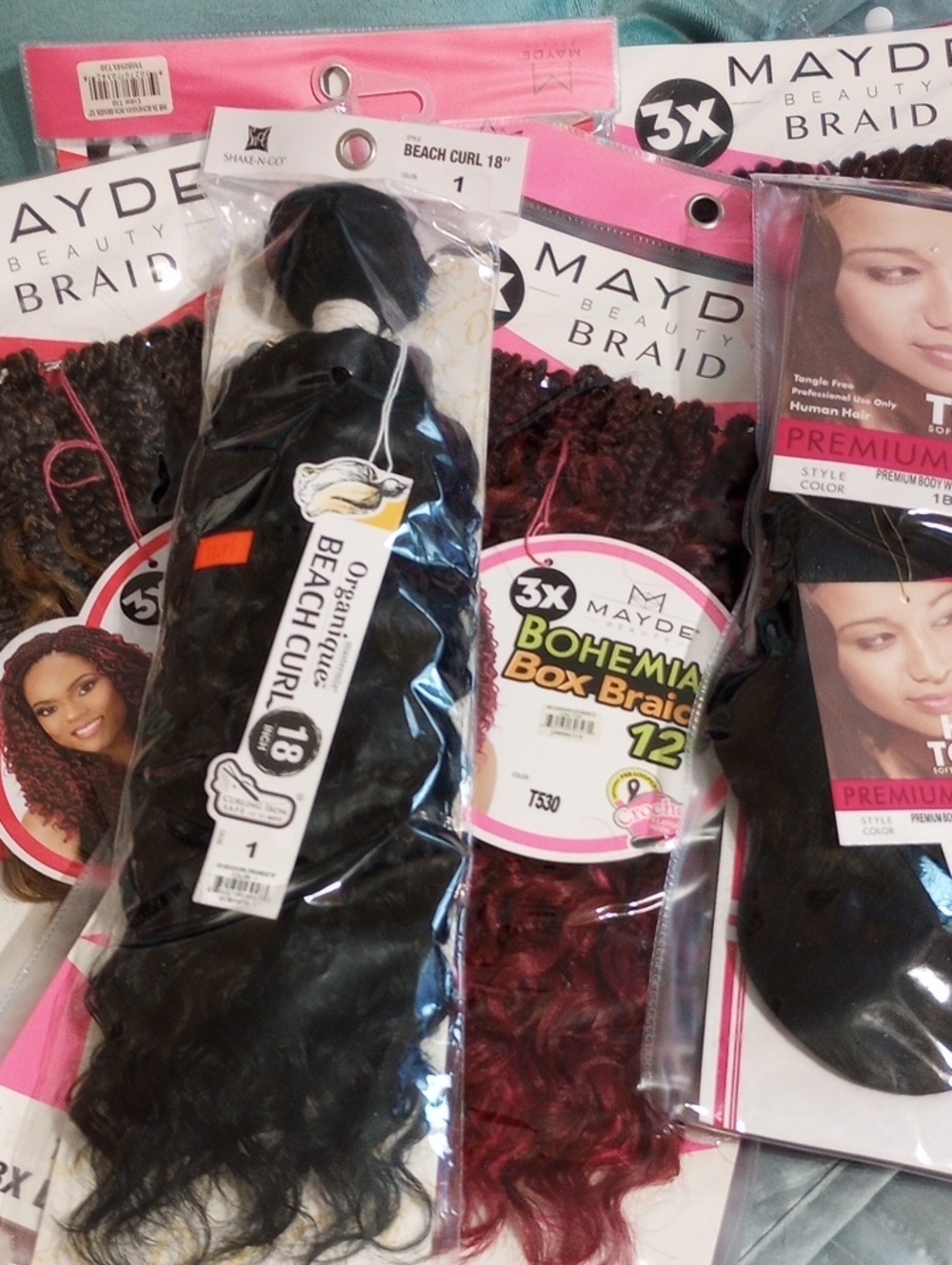 Mayde Beauty & Mixed Bohemian Box Braid Hair Bundles - Black and Burgundy